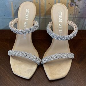 Stuart Weitzman Addison Aleena 100 Braided Crystal Strapping Stiletto Womens 8.5